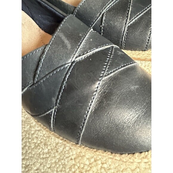 CLARKS 7.5M Danelly Shine Jute Woven Leather Flats Loafer Dark Navy - Picture 3 of 10